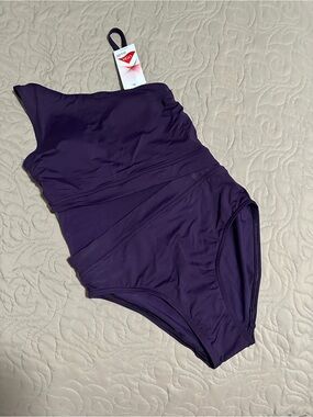 Lands' End Deep Purple One-Piece Swimsuit